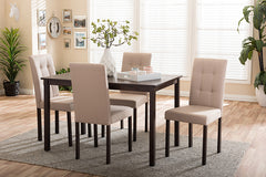 Baxton Studio Andrew Modern and Contemporary 5-Piece Beige Fabric Upholstered Grid-tufting Dining Set