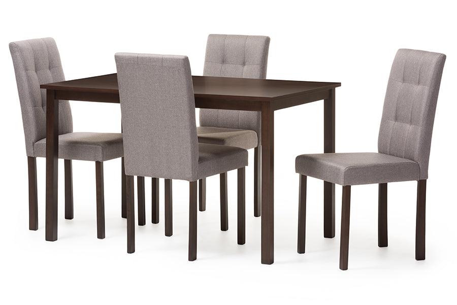 baxton studio andrew modern and contemporary 5 piece beige fabric upholstered grid tufting dining set | Modish Furniture Store-4