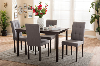 baxton studio andrew modern and contemporary 5 piece beige fabric upholstered grid tufting dining set | Modish Furniture Store-3