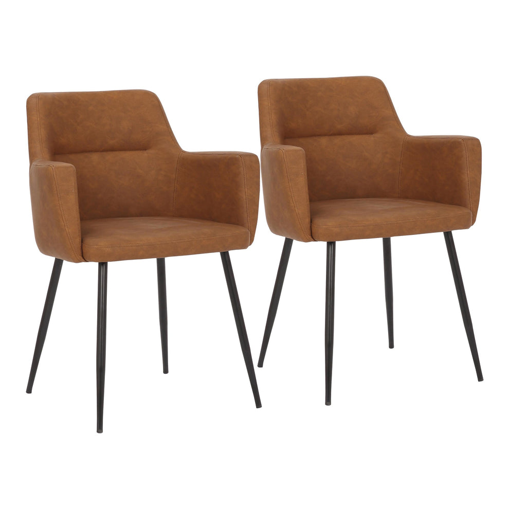 Andrew Contemporary Dining/accent Chair in Black Steel and Camel Faux Leather By LumiSource - Set of 2 | Dining Chairs | Modishstore - 2