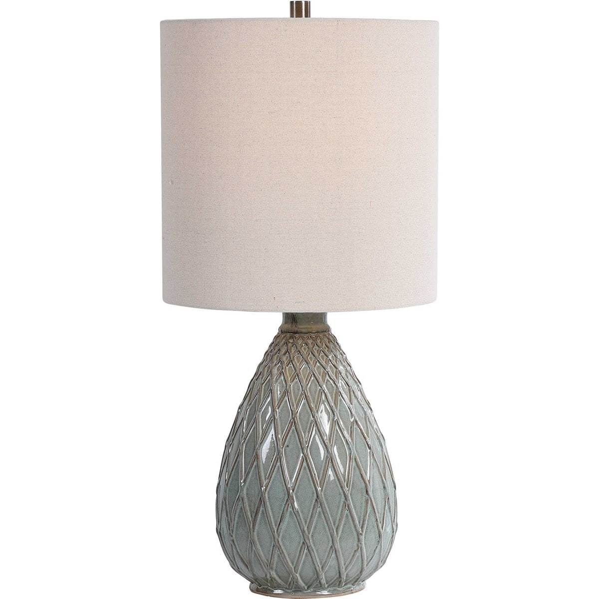 Aqua Ceramic Glaze Table Lamp by Modish Store | Table Lamps | Modishstore - 3