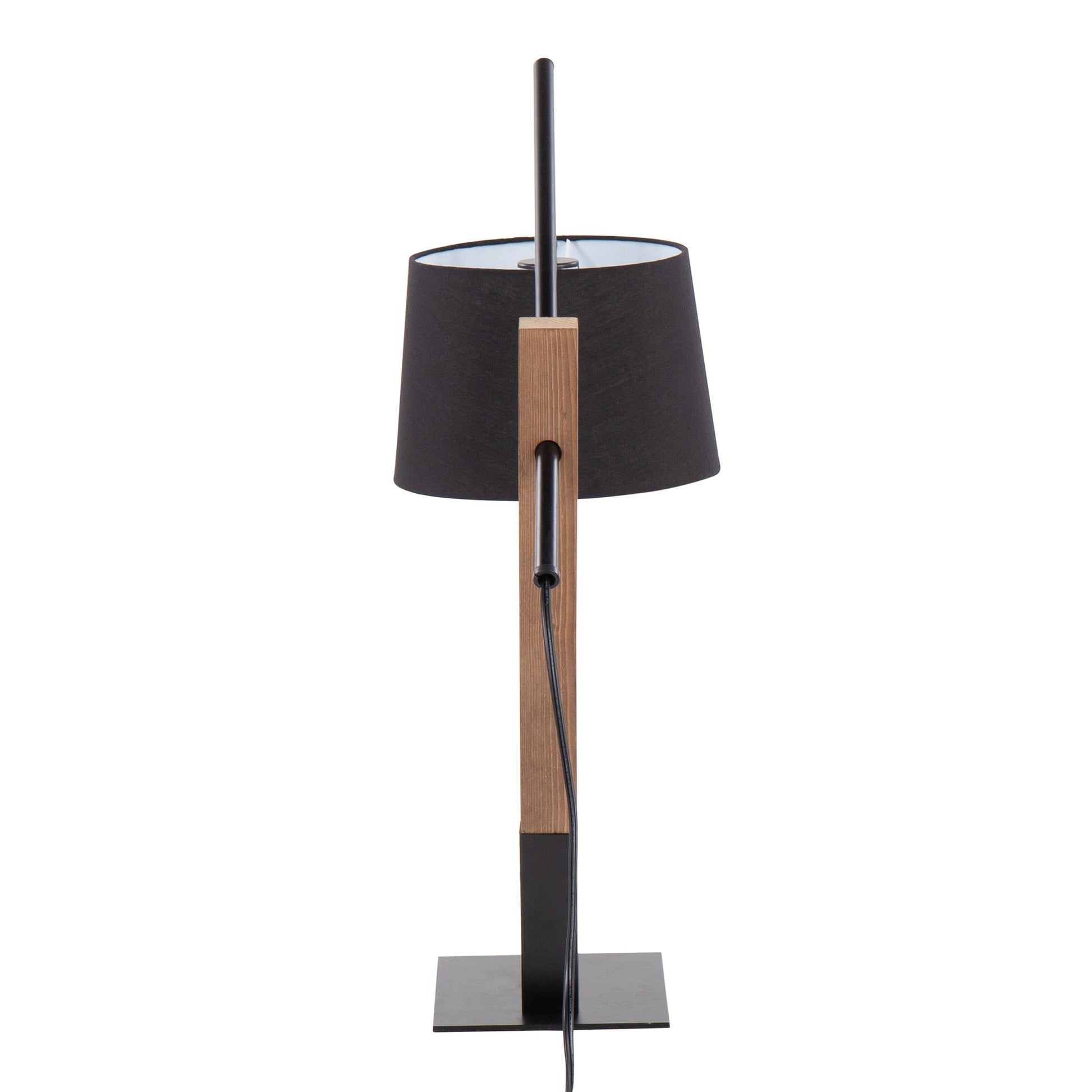 Archer Contemporary Table Lamp in Black Metal, Walnut Wood, and Black Linen Shade By LumiSource | Table Lamps | Modishstore - 8