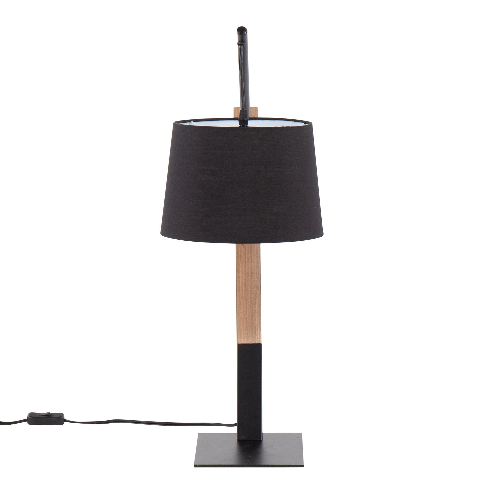 Archer Contemporary Table Lamp in Black Metal, Walnut Wood, and Black Linen Shade By LumiSource | Table Lamps | Modishstore - 2