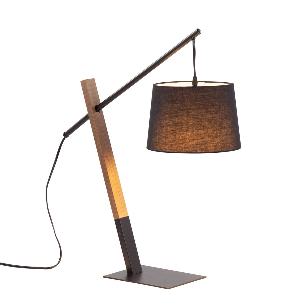 Archer Contemporary Table Lamp in Black Metal, Walnut Wood, and Black Linen Shade By LumiSource | Table Lamps | Modishstore - 5