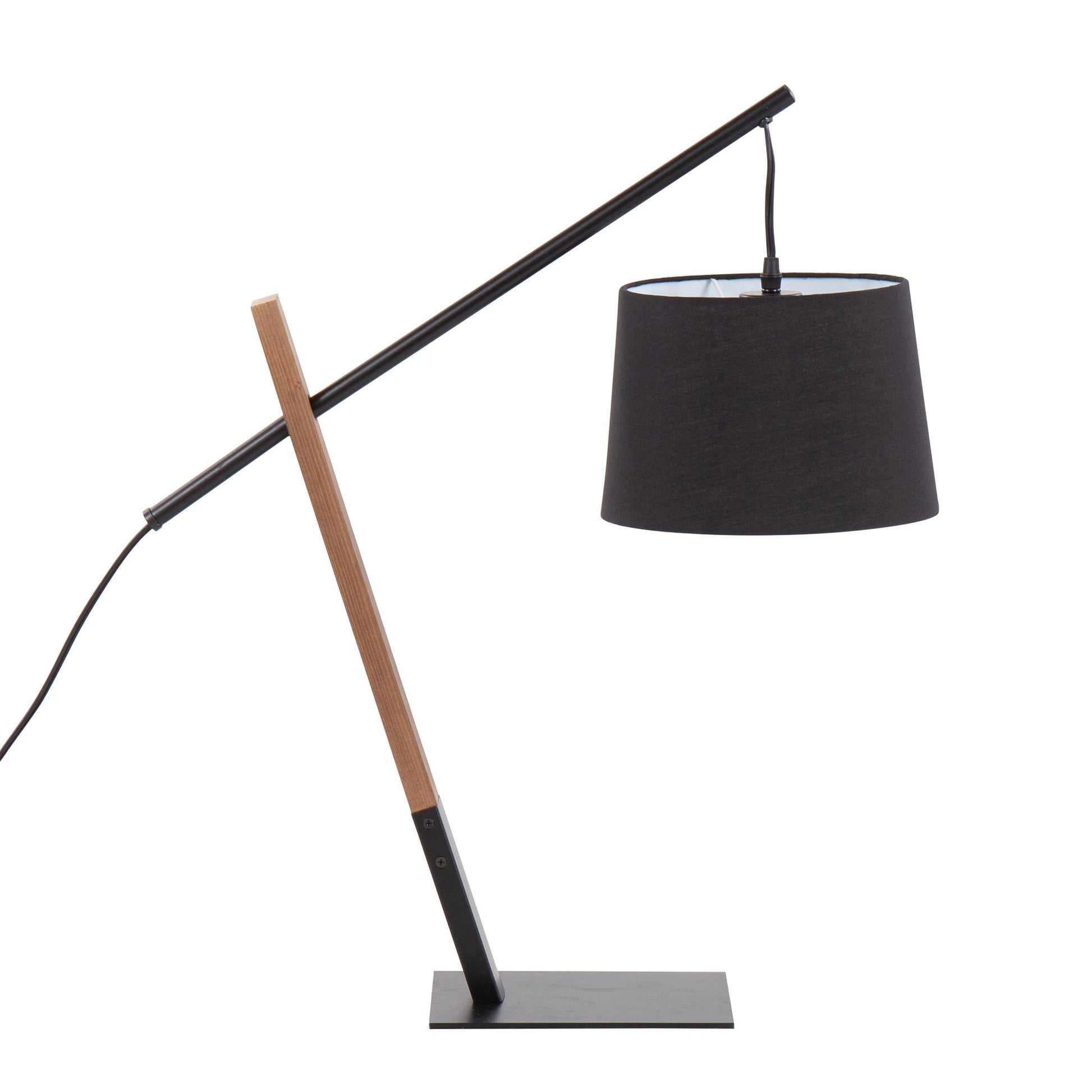 Archer Contemporary Table Lamp in Black Metal, Walnut Wood, and Black Linen Shade By LumiSource | Table Lamps | Modishstore - 6