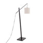 Arturo Contemporary Floor Lamp in Black Wood and Black Steel with Grey Fabric Shade By LumiSource | Floor Lamps | Modishstore - 7
