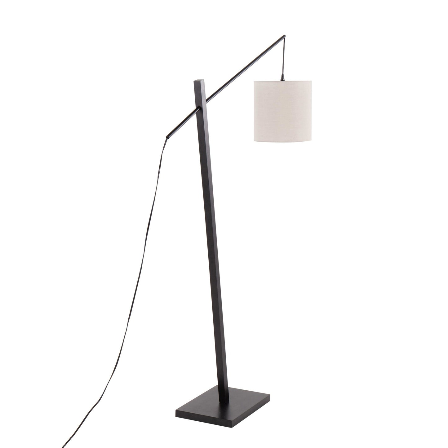 Arturo Contemporary Floor Lamp in Black Wood and Black Steel with Grey Fabric Shade By LumiSource | Floor Lamps | Modishstore - 7