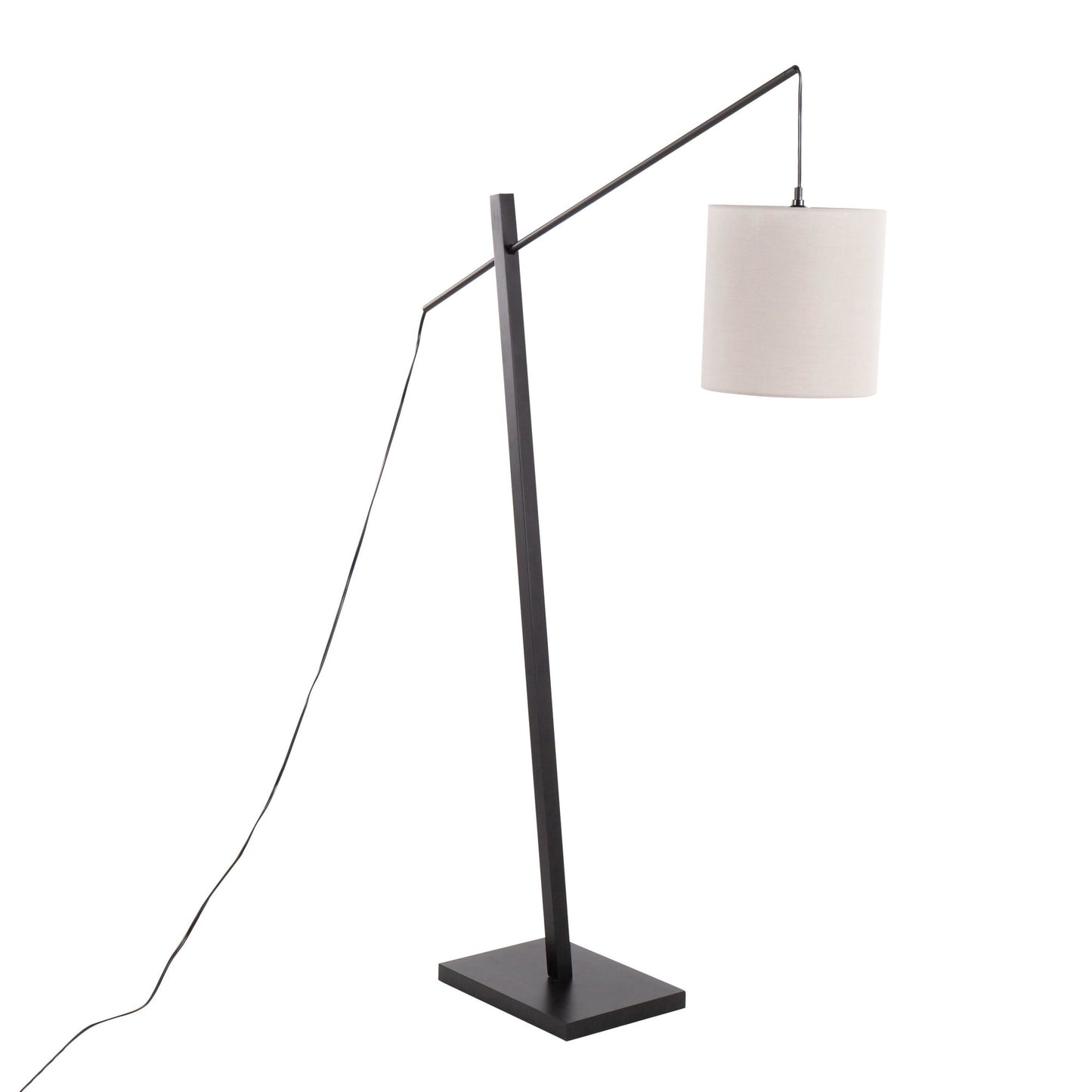 Arturo Contemporary Floor Lamp in Black Wood and Black Steel with Grey Fabric Shade By LumiSource | Floor Lamps | Modishstore