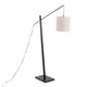 Arturo Contemporary Floor Lamp in Black Wood and Black Steel with Grey Fabric Shade By LumiSource | Floor Lamps | Modishstore