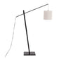 Arturo Contemporary Floor Lamp in Black Wood and Black Steel with Grey Fabric Shade By LumiSource | Floor Lamps | Modishstore - 6