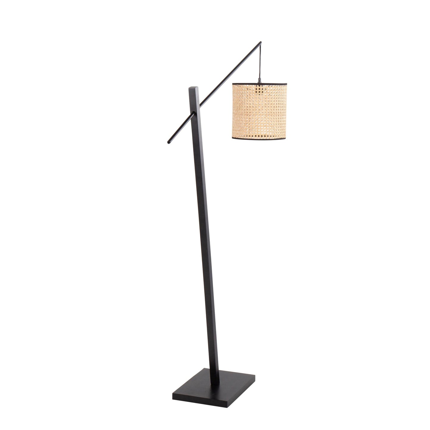 Arturo Contemporary Floor Lamp in Black Wood and Black Steel with Grey Fabric Shade By LumiSource | Floor Lamps | Modishstore - 15