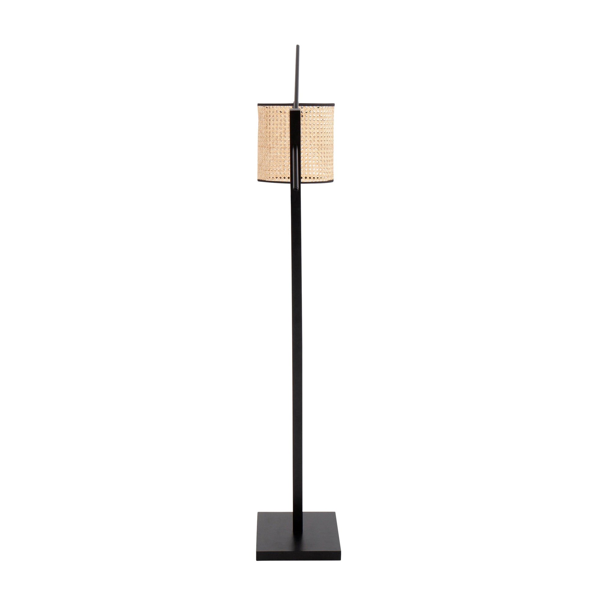 Arturo Contemporary Floor Lamp in Black Wood and Black Steel with Grey Fabric Shade By LumiSource | Floor Lamps | Modishstore - 16