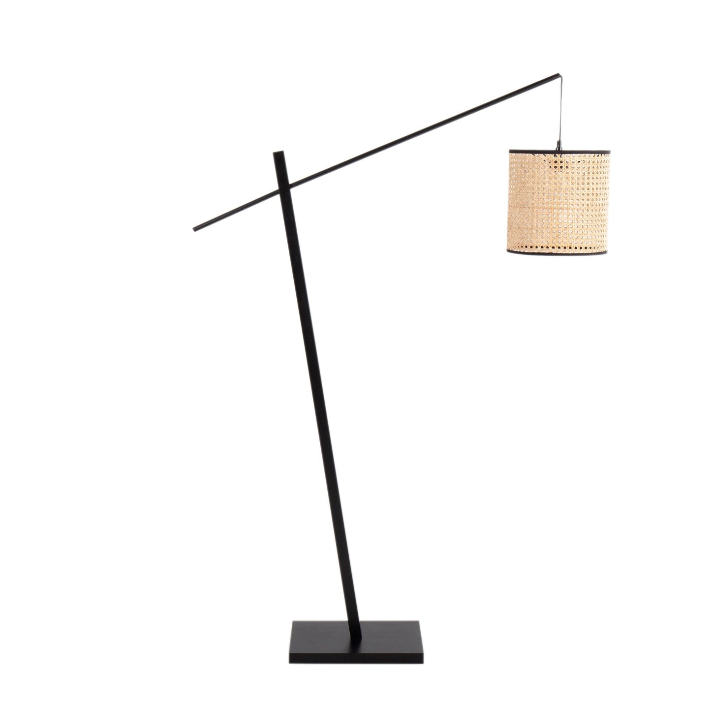 Arturo Contemporary Floor Lamp in Black Wood and Black Steel with Grey Fabric Shade By LumiSource | Floor Lamps | Modishstore - 14