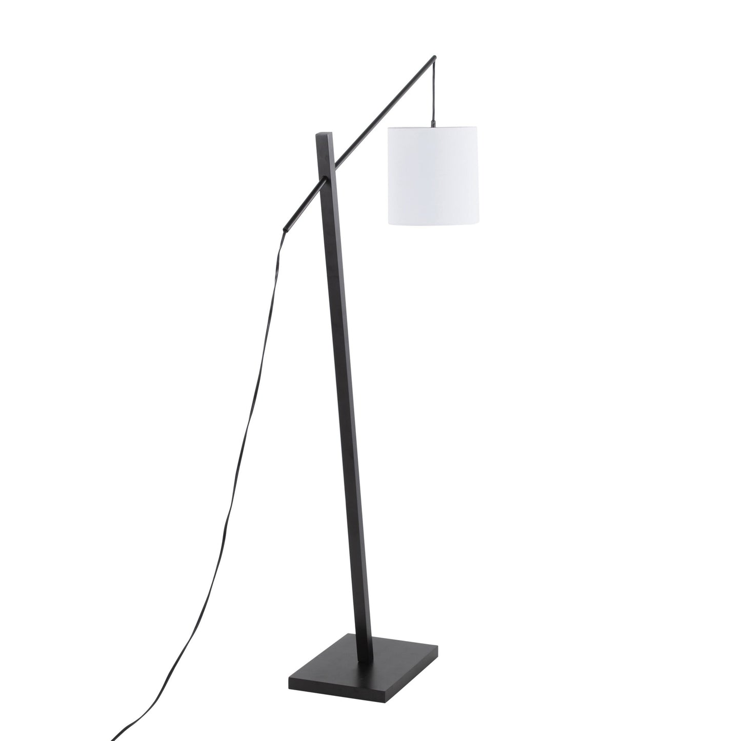 Arturo Contemporary Floor Lamp in Black Wood and Black Steel with Grey Fabric Shade By LumiSource | Floor Lamps | Modishstore - 23