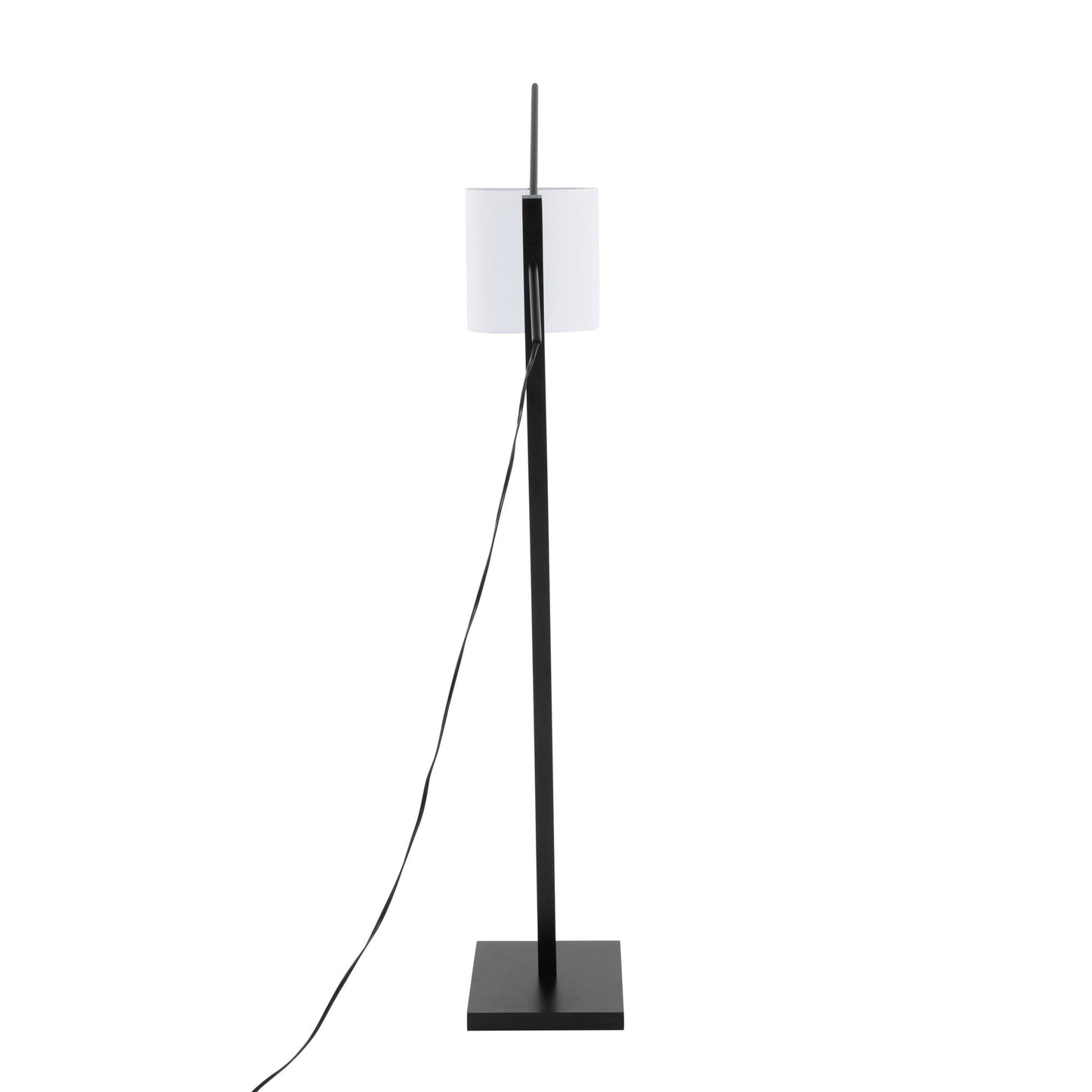 Arturo Contemporary Floor Lamp in Black Wood and Black Steel with Grey Fabric Shade By LumiSource | Floor Lamps | Modishstore - 24