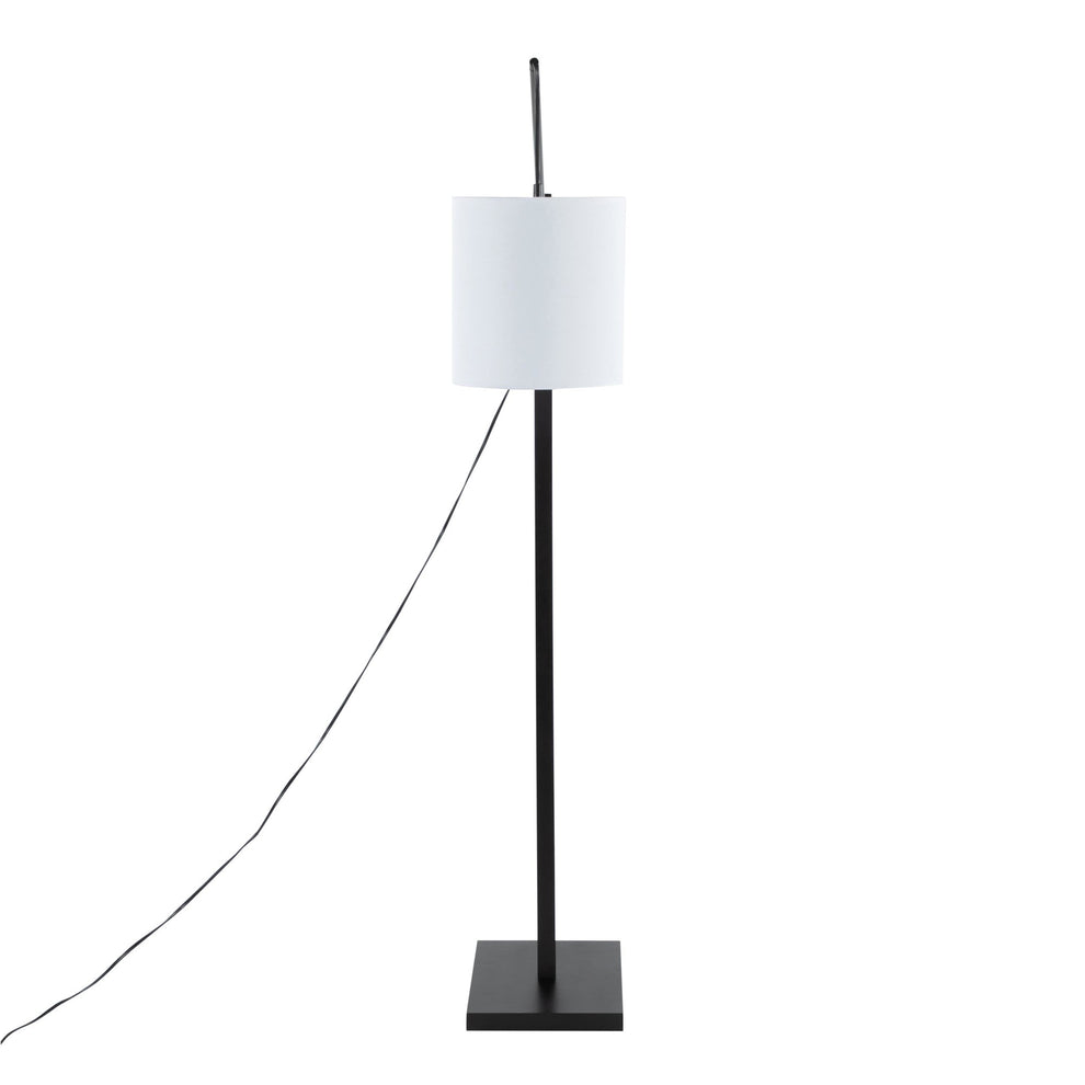 Arturo Contemporary Floor Lamp in Black Wood and Black Steel with Grey Fabric Shade By LumiSource | Floor Lamps | Modishstore - 18