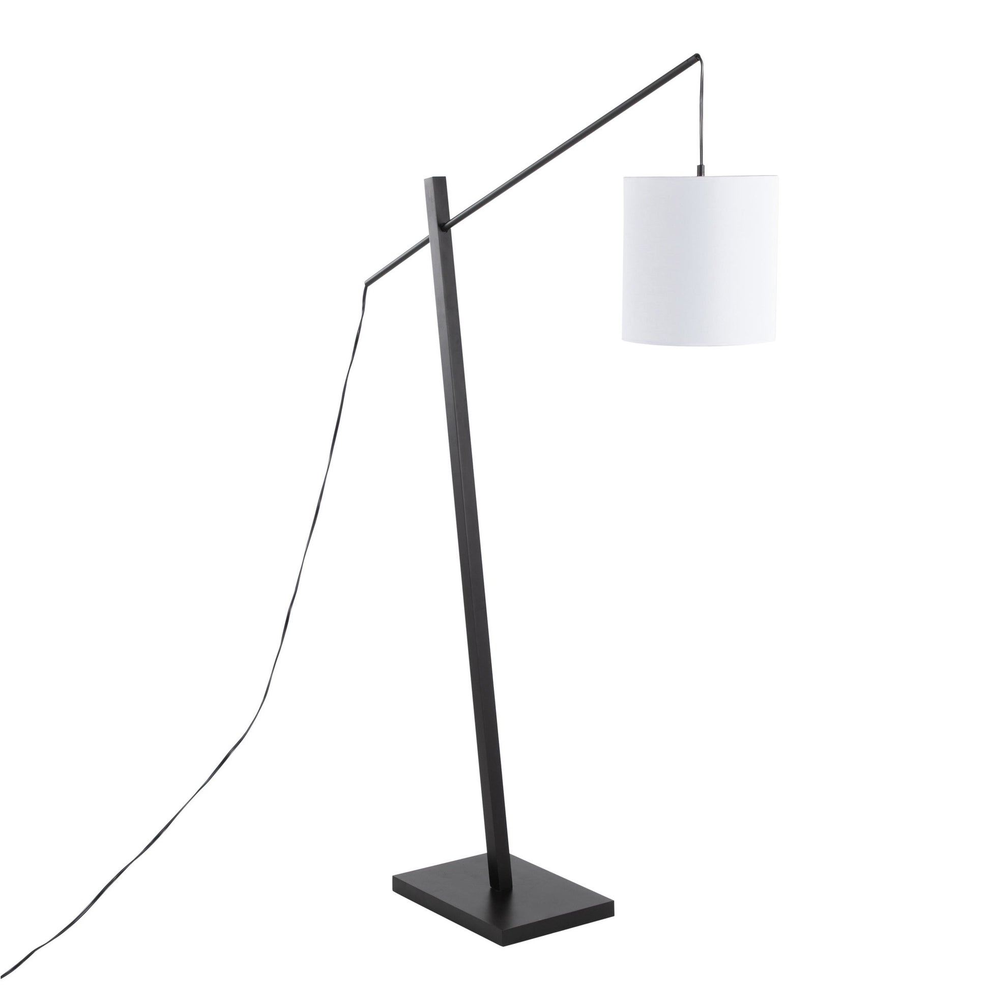 Arturo Contemporary Floor Lamp in Black Wood and Black Steel with Grey Fabric Shade By LumiSource | Floor Lamps | Modishstore - 17