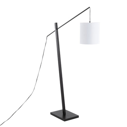 Arturo Contemporary Floor Lamp in Black Wood and Black Steel with Grey Fabric Shade By LumiSource | Floor Lamps | Modishstore - 17