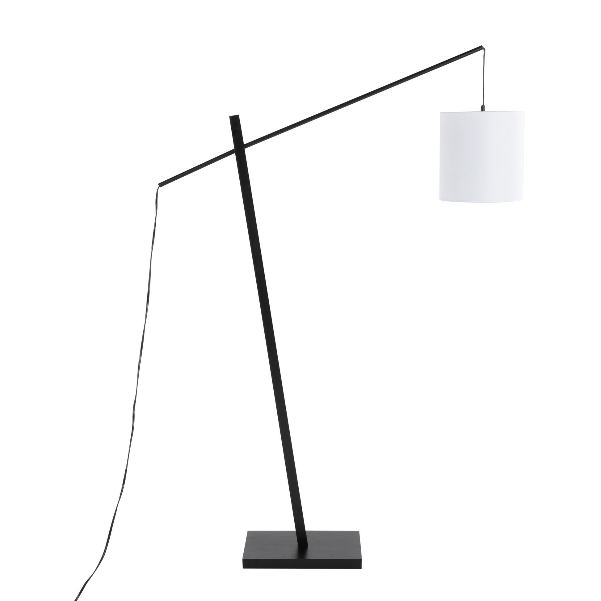 Arturo Contemporary Floor Lamp in Black Wood and Black Steel with Grey Fabric Shade By LumiSource | Floor Lamps | Modishstore - 22