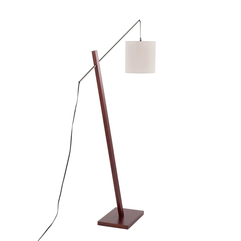 Arturo Contemporary Floor Lamp in Black Wood and Black Steel with Grey Fabric Shade By LumiSource | Floor Lamps | Modishstore - 31