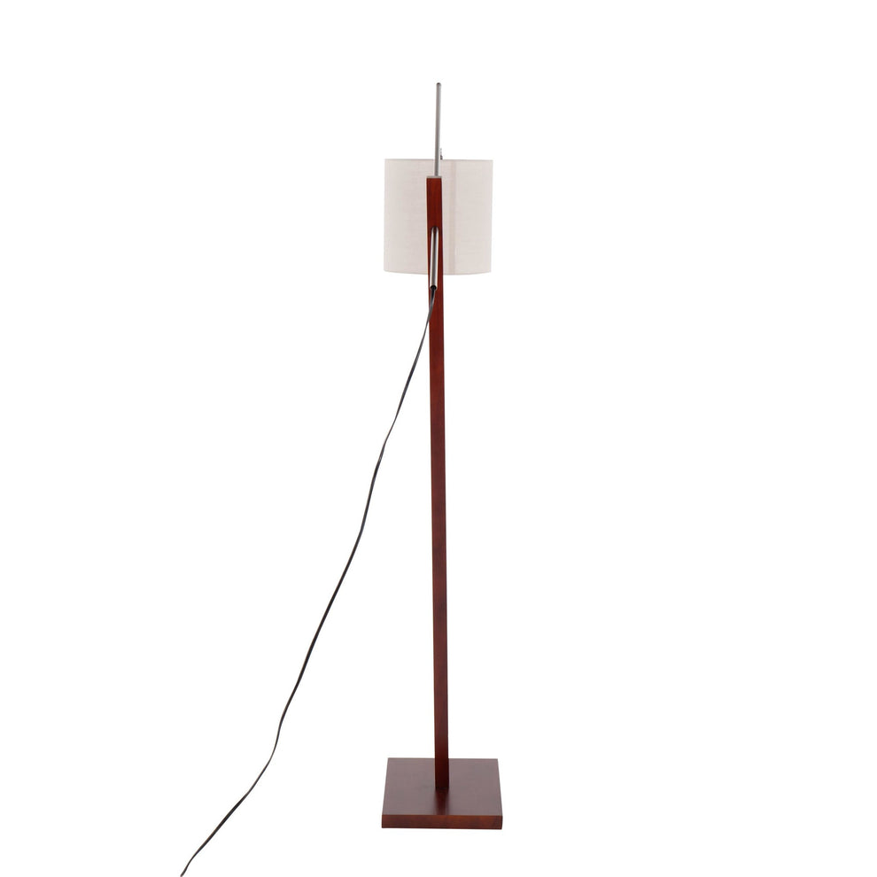 Arturo Contemporary Floor Lamp in Black Wood and Black Steel with Grey Fabric Shade By LumiSource | Floor Lamps | Modishstore - 32