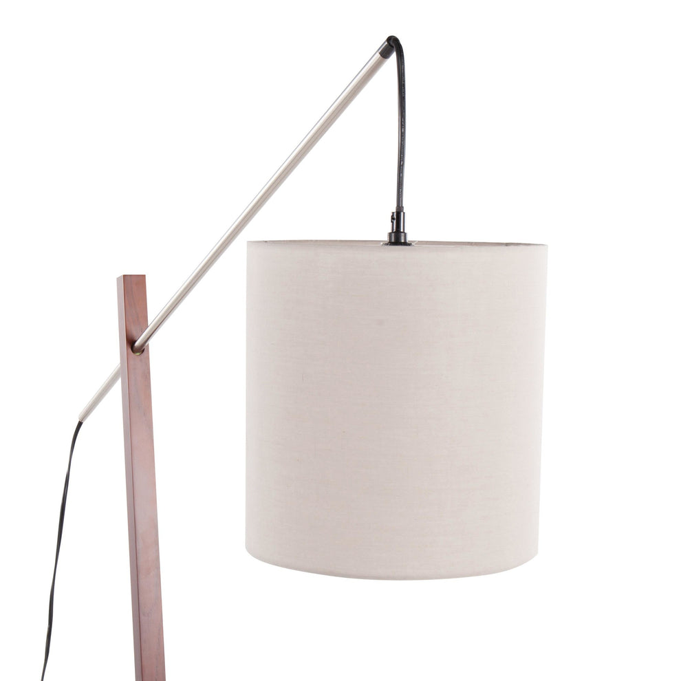 Arturo Contemporary Floor Lamp in Black Wood and Black Steel with Grey Fabric Shade By LumiSource | Floor Lamps | Modishstore - 27