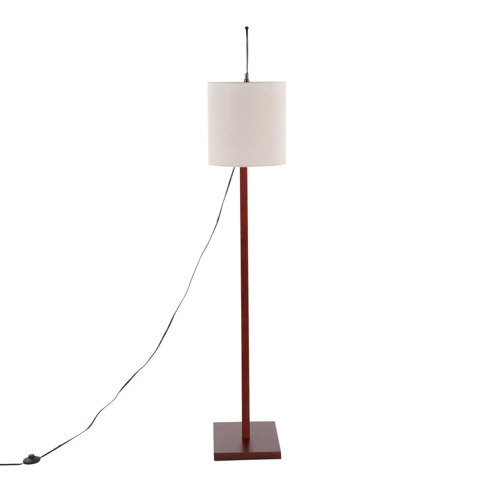 Arturo Contemporary Floor Lamp in Black Wood and Black Steel with Grey Fabric Shade By LumiSource | Floor Lamps | Modishstore - 26