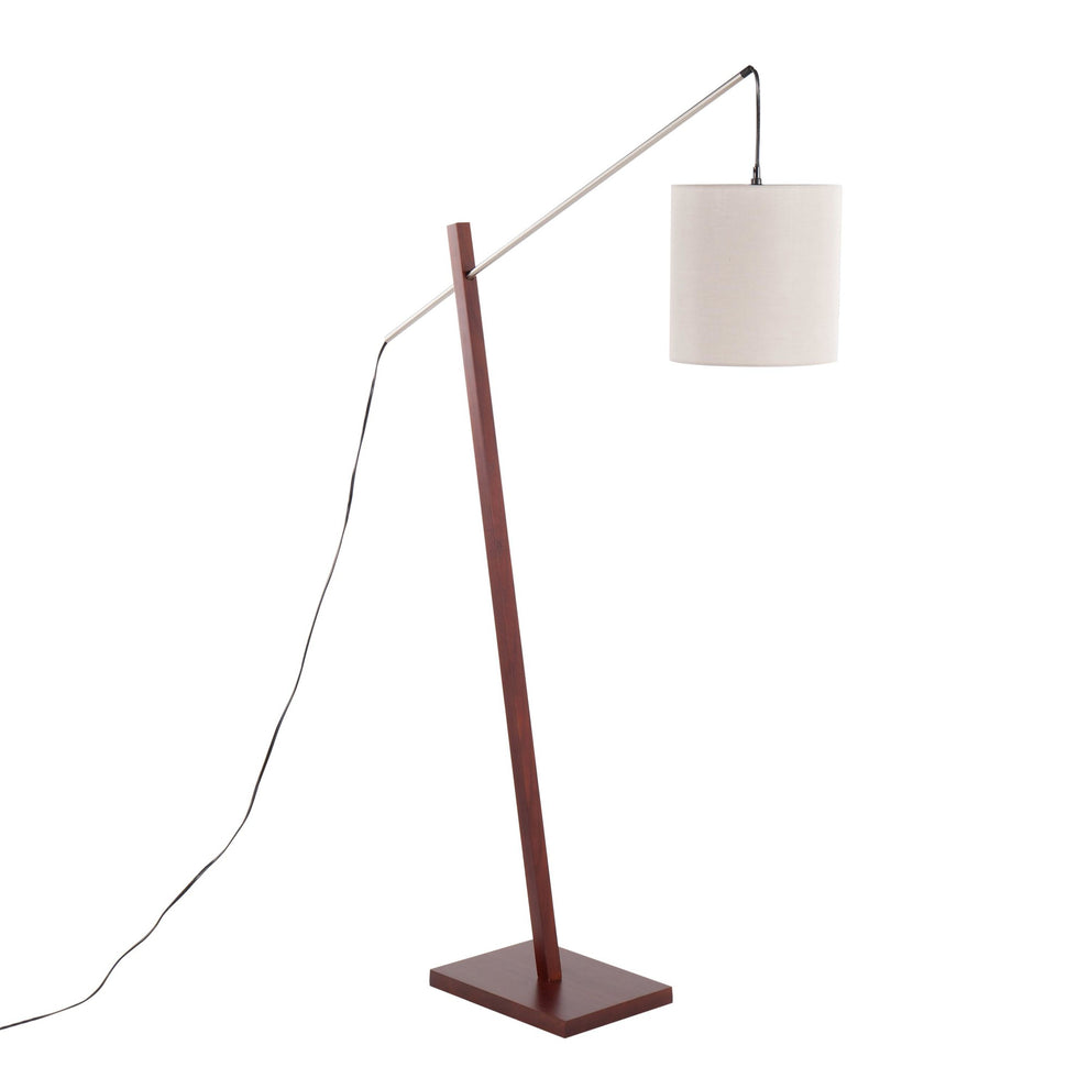 Arturo Contemporary Floor Lamp in Black Wood and Black Steel with Grey Fabric Shade By LumiSource | Floor Lamps | Modishstore - 25