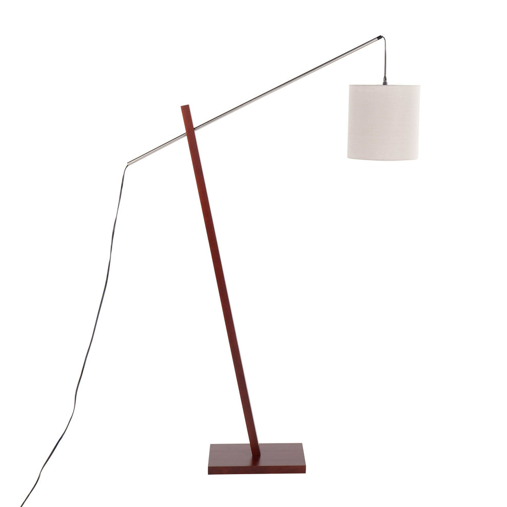 Arturo Contemporary Floor Lamp in Black Wood and Black Steel with Grey Fabric Shade By LumiSource | Floor Lamps | Modishstore - 30