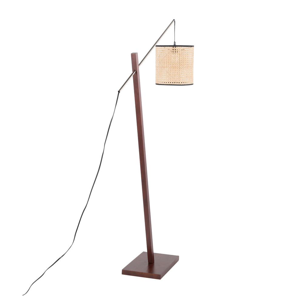 Arturo Contemporary Floor Lamp in Black Wood and Black Steel with Grey Fabric Shade By LumiSource | Floor Lamps | Modishstore - 39