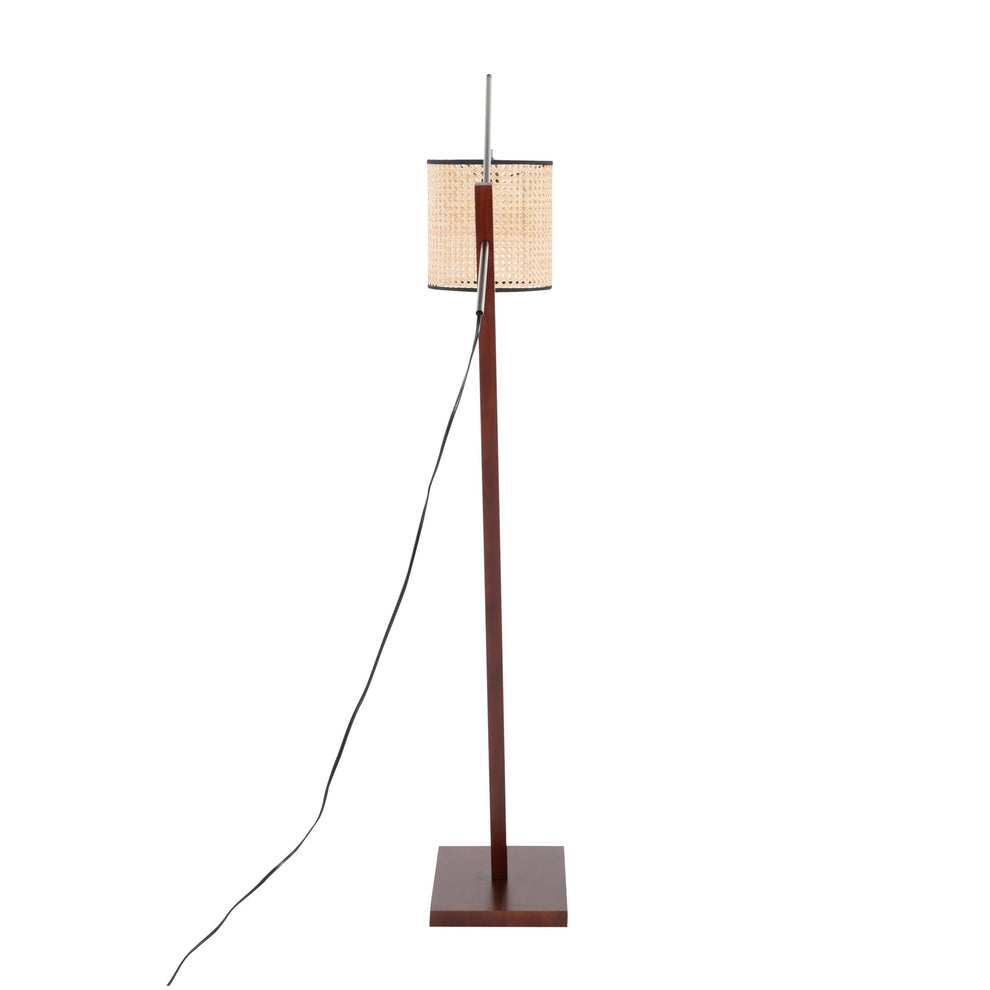 Arturo Contemporary Floor Lamp in Black Wood and Black Steel with Grey Fabric Shade By LumiSource | Floor Lamps | Modishstore - 40
