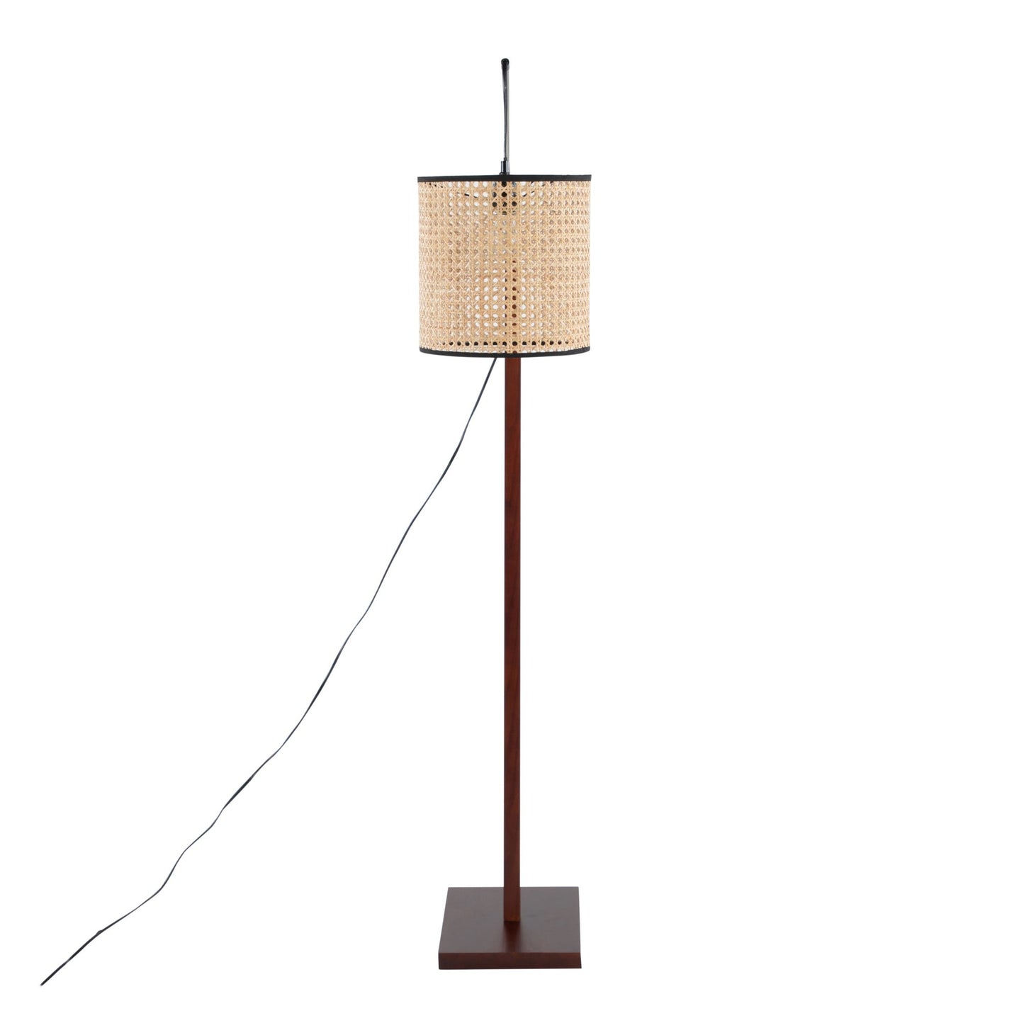 Arturo Contemporary Floor Lamp in Black Wood and Black Steel with Grey Fabric Shade By LumiSource | Floor Lamps | Modishstore - 34