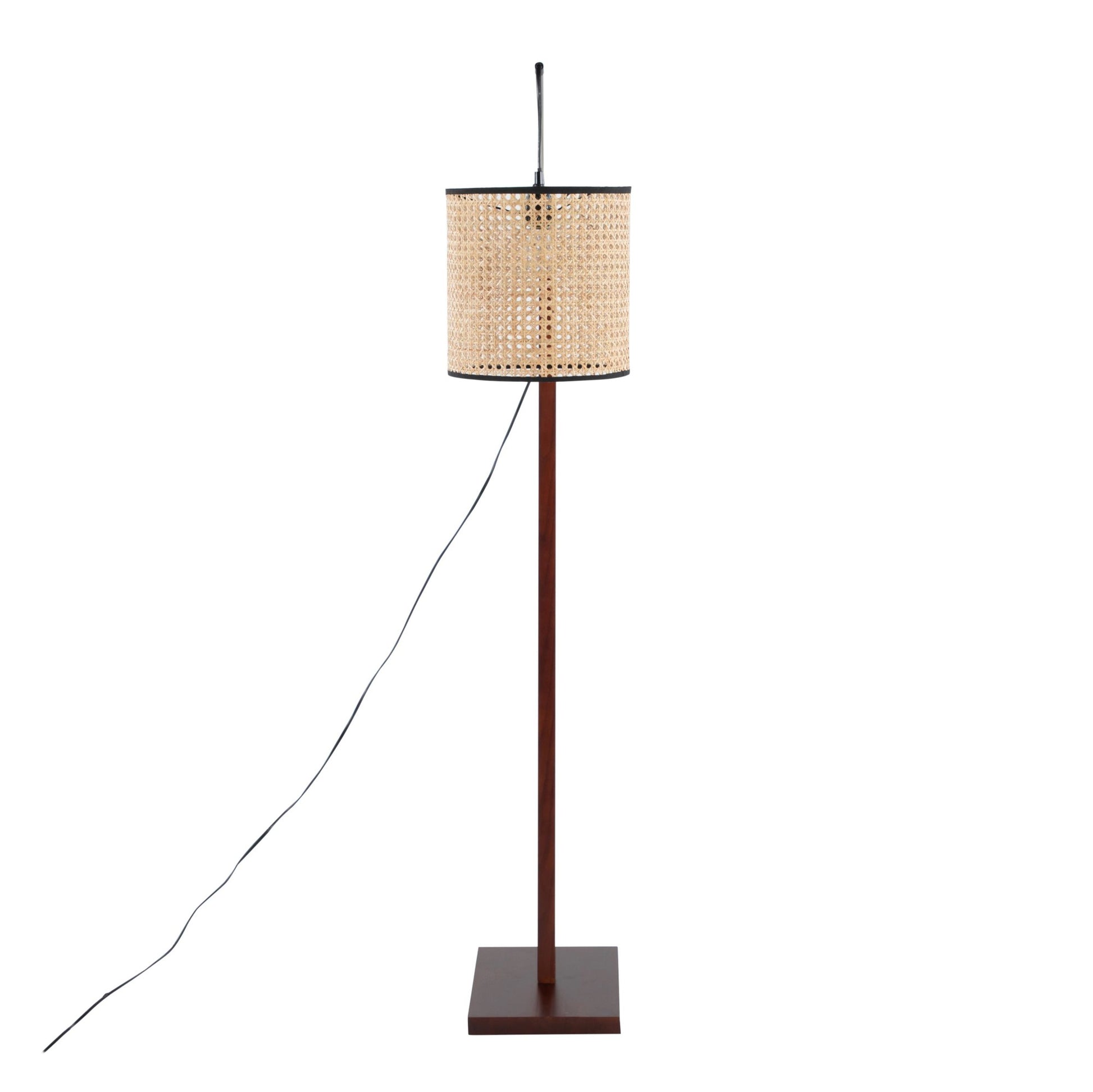 Arturo Contemporary Floor Lamp in Black Wood and Black Steel with Grey Fabric Shade By LumiSource | Floor Lamps | Modishstore - 34