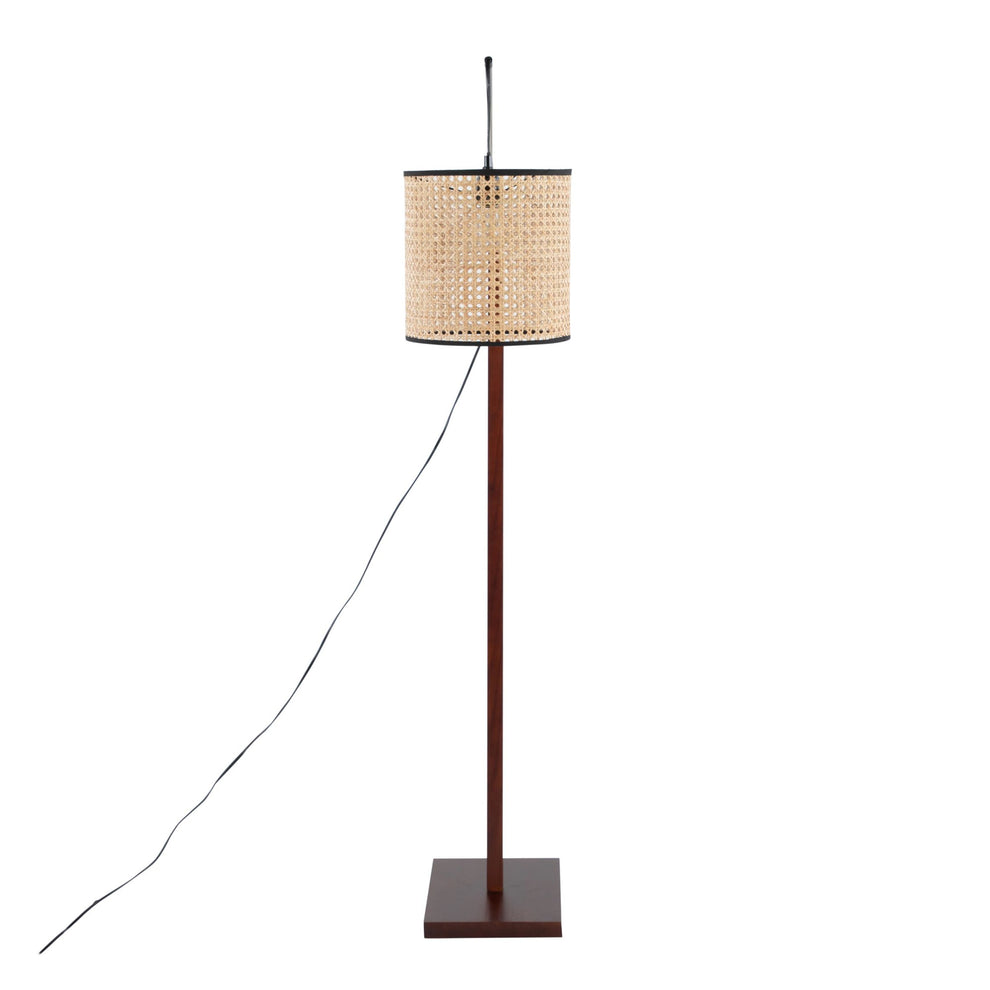 Arturo Contemporary Floor Lamp in Black Wood and Black Steel with Grey Fabric Shade By LumiSource | Floor Lamps | Modishstore - 34