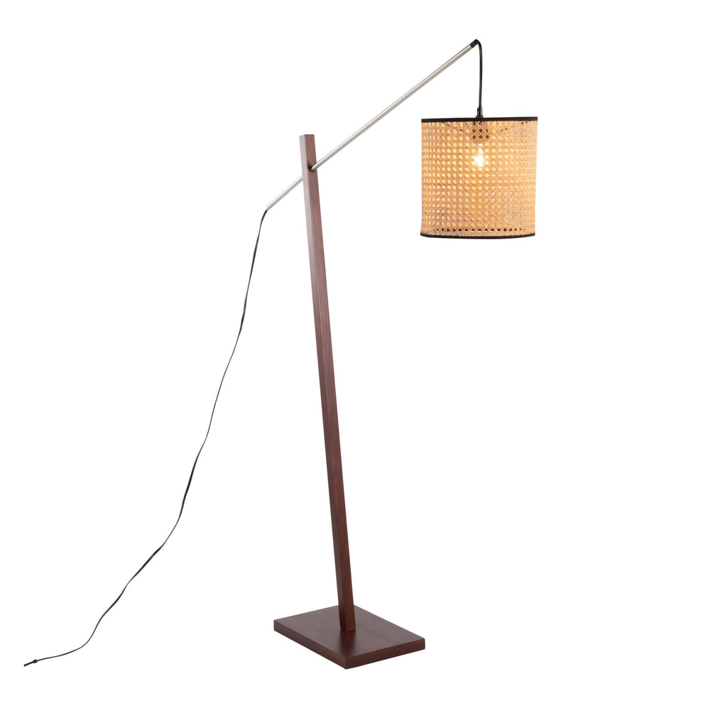 Arturo Contemporary Floor Lamp in Black Wood and Black Steel with Grey Fabric Shade By LumiSource | Floor Lamps | Modishstore - 37