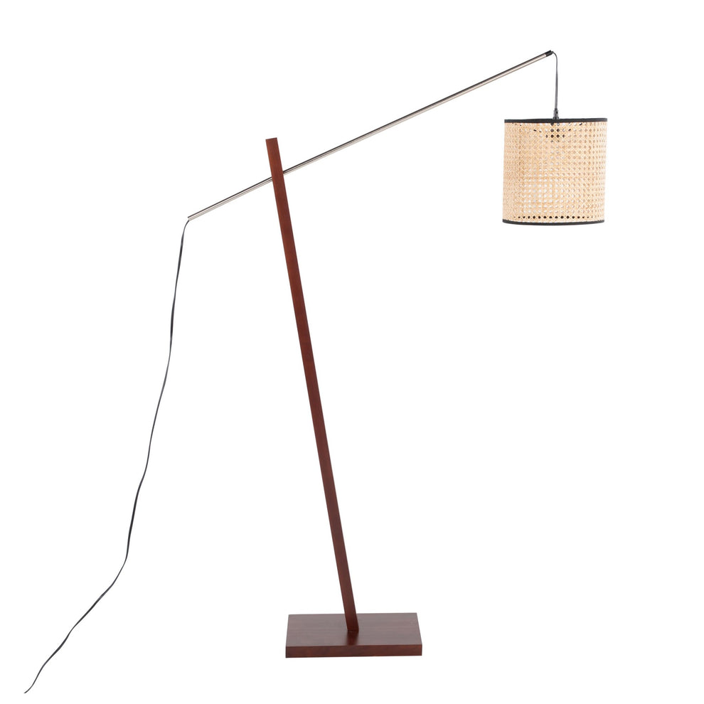 Arturo Contemporary Floor Lamp in Black Wood and Black Steel with Grey Fabric Shade By LumiSource | Floor Lamps | Modishstore - 38