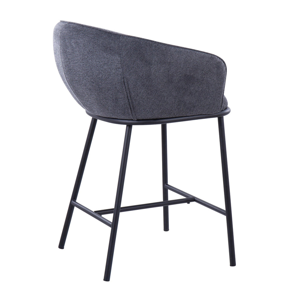 Ashland Contemporary Counter Stool in Black Steel and Charcoal Fabric By LumiSource - Set of 2 | Counter Stools | Modishstore - 7