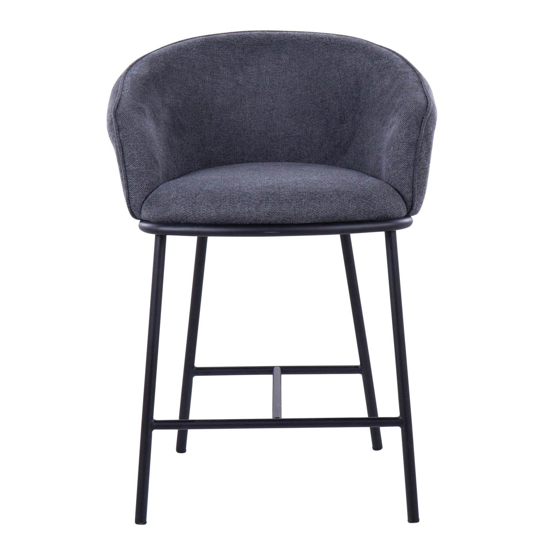 Ashland Contemporary Counter Stool in Black Steel and Charcoal Fabric By LumiSource - Set of 2 | Counter Stools | Modishstore - 2