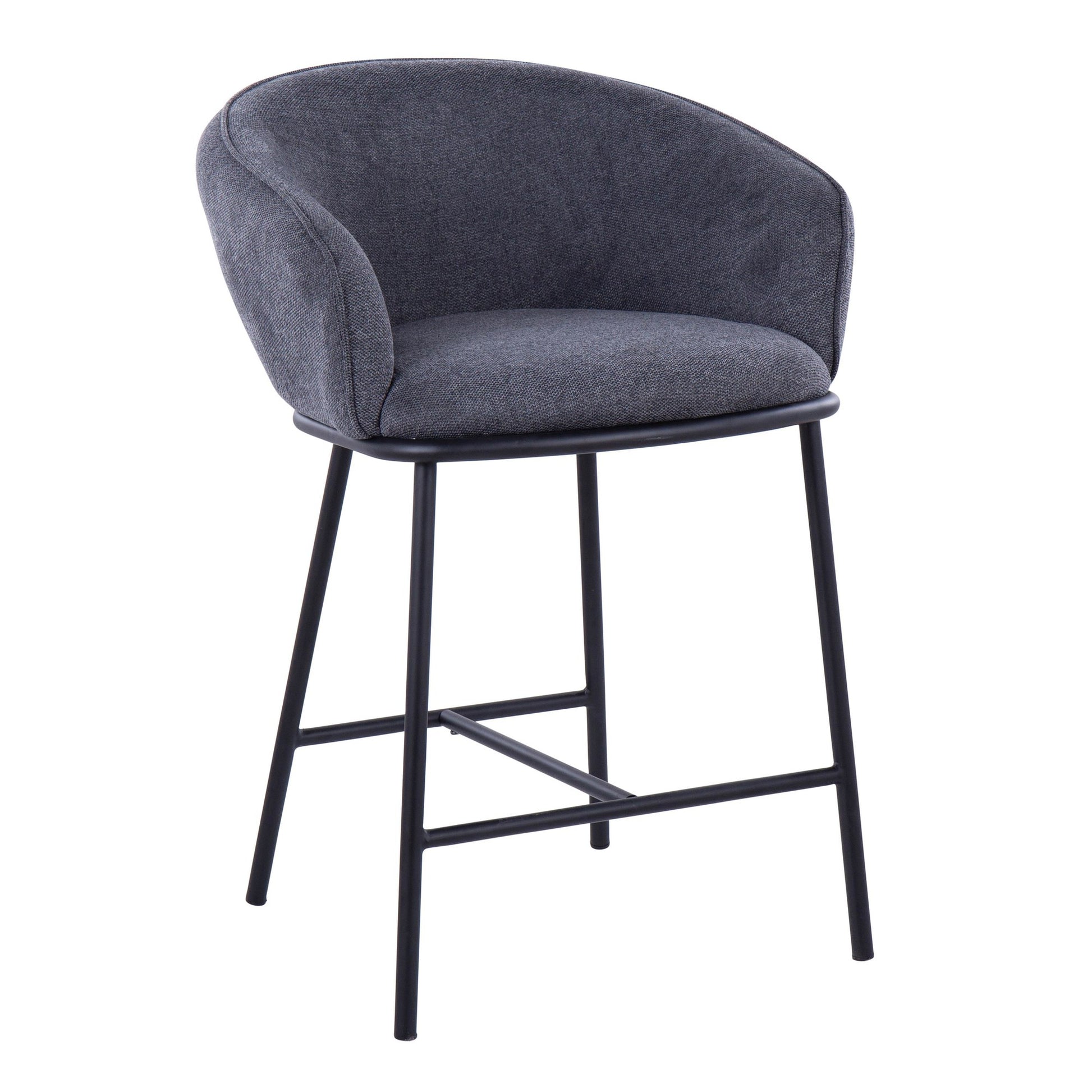 Ashland Contemporary Counter Stool in Black Steel and Charcoal Fabric By LumiSource - Set of 2 | Counter Stools | Modishstore - 5