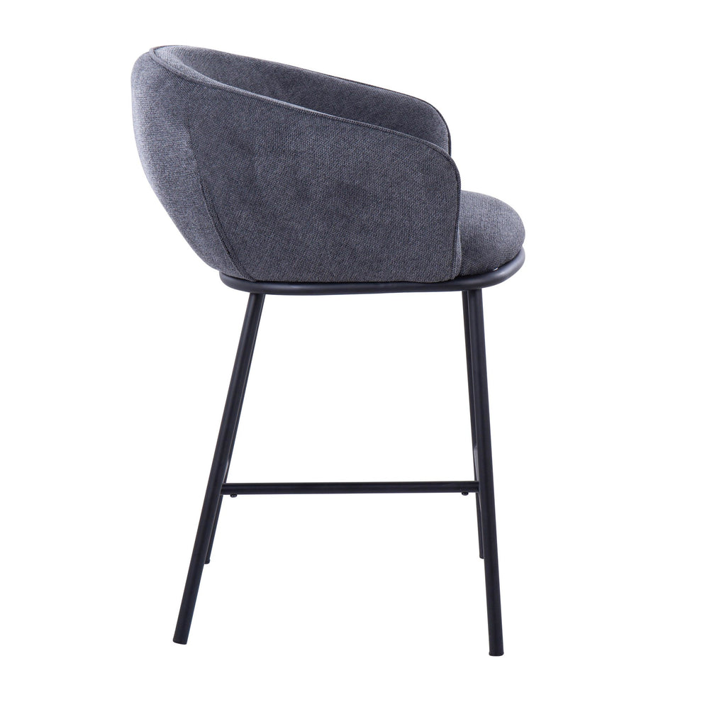 Ashland Contemporary Counter Stool in Black Steel and Charcoal Fabric By LumiSource - Set of 2 | Counter Stools | Modishstore - 6