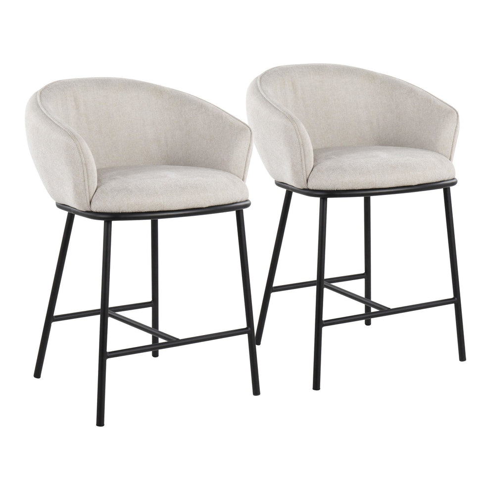 Ashland Contemporary Counter Stool in Black Steel and Charcoal Fabric By LumiSource - Set of 2 | Counter Stools | Modishstore - 9