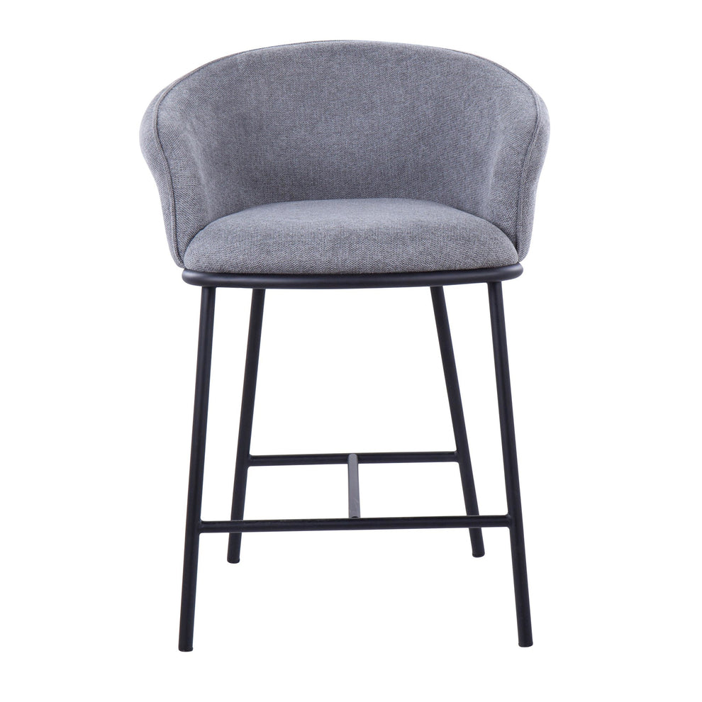 Ashland Contemporary Counter Stool in Black Steel and Charcoal Fabric By LumiSource - Set of 2 | Counter Stools | Modishstore - 18