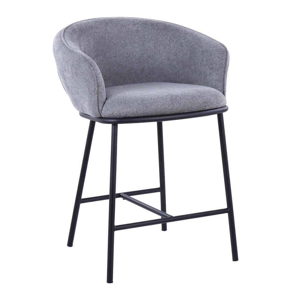 Ashland Contemporary Counter Stool in Black Steel and Charcoal Fabric By LumiSource - Set of 2 | Counter Stools | Modishstore - 21