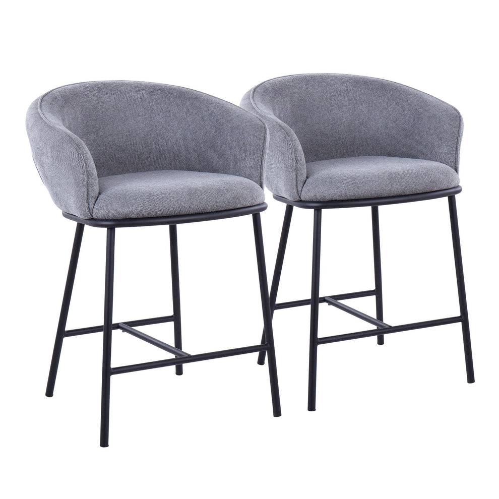 Ashland Contemporary Counter Stool in Black Steel and Charcoal Fabric By LumiSource - Set of 2 | Counter Stools | Modishstore - 17