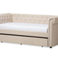 baxton studio mabelle modern and contemporary beige fabric trundle daybed | Modish Furniture Store-3