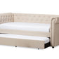 baxton studio mabelle modern and contemporary beige fabric trundle daybed | Modish Furniture Store-2