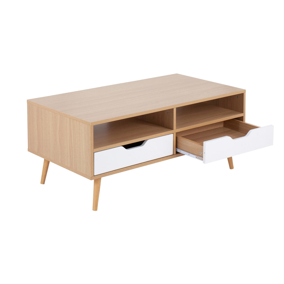 Astro Contemporary Coffee Table in Natural and White Wood By LumiSource | Coffee Tables | Modishstore - 3