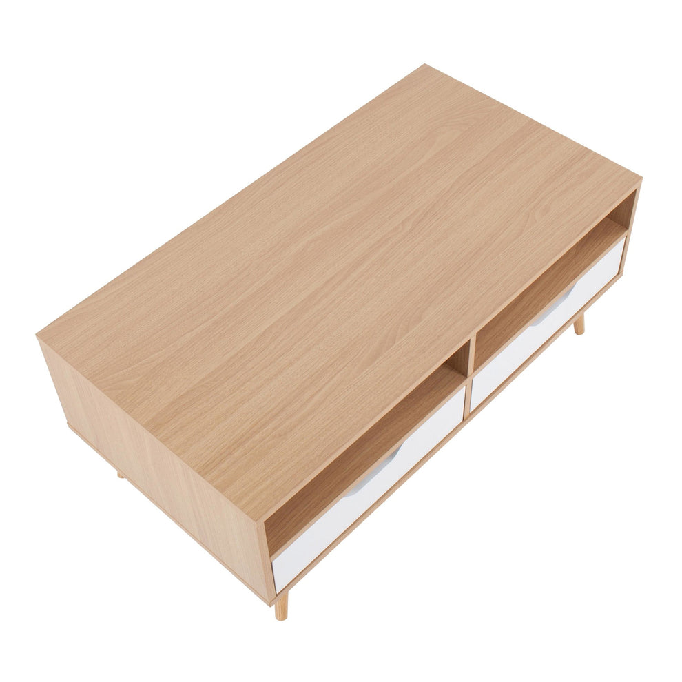 Astro Contemporary Coffee Table in Natural and White Wood By LumiSource | Coffee Tables | Modishstore - 2