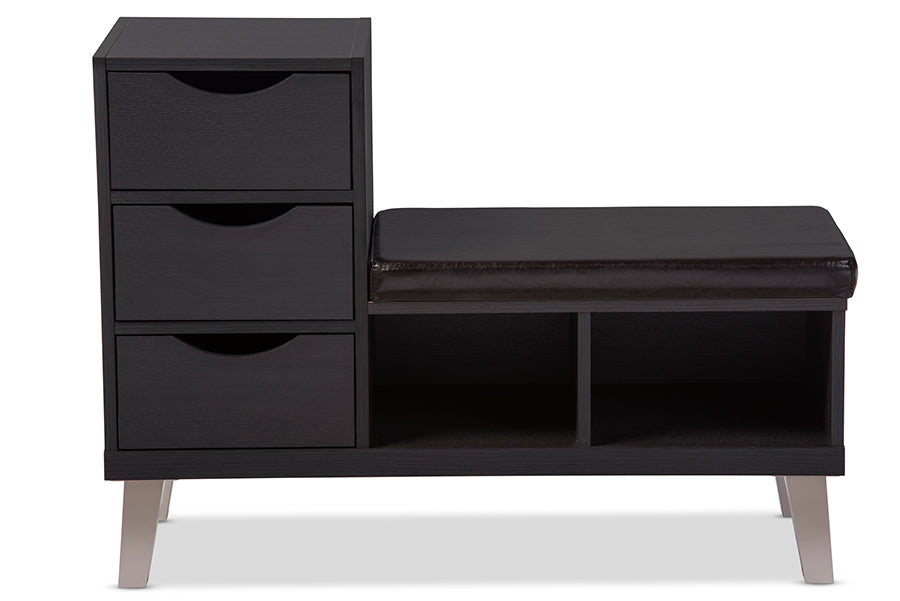 Baxton Studio Arielle Modern and Contemporary Deating Bench with Two Open Shelves | Benches | Modishstore - 3