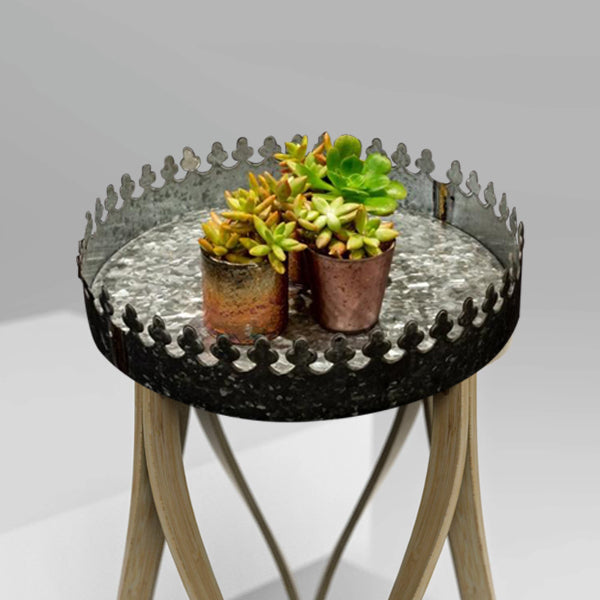Metallic Round Crown Garden Tray-3
